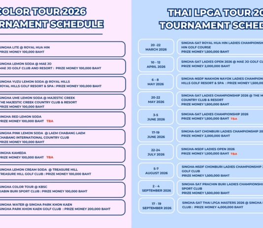 ตารางการแข่งขัน THAI LPGA TOUR 2026 เเละ COLOR Tour 2026